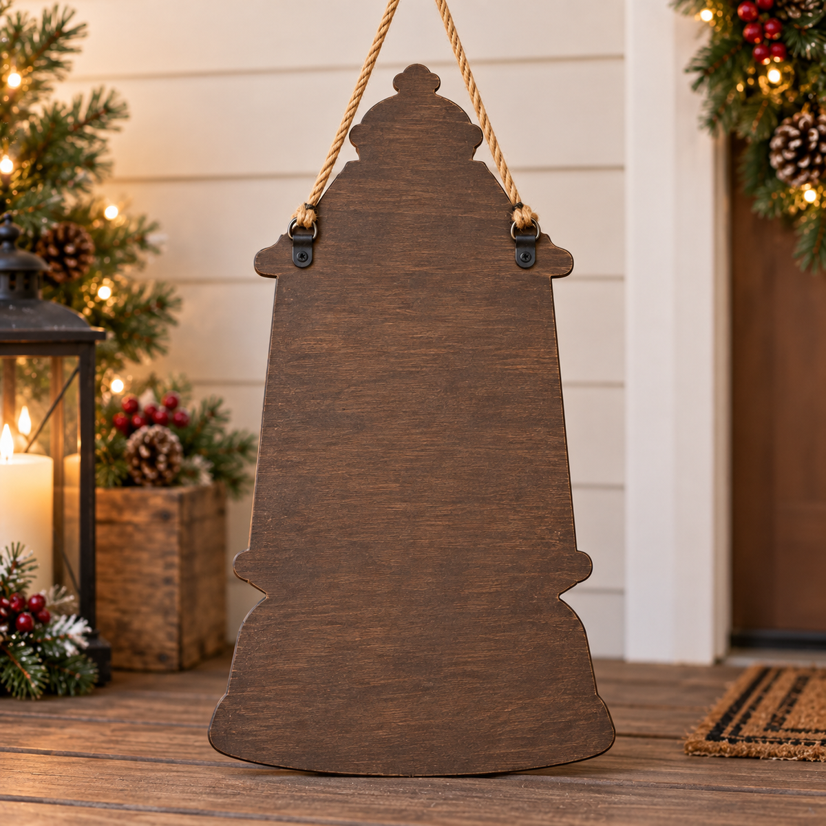 Cozy Winter Lantern Welcome Door Sign