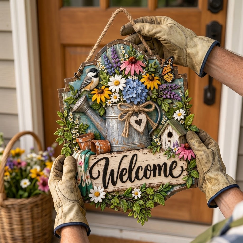 Garden Bloom Welcome Door Sign