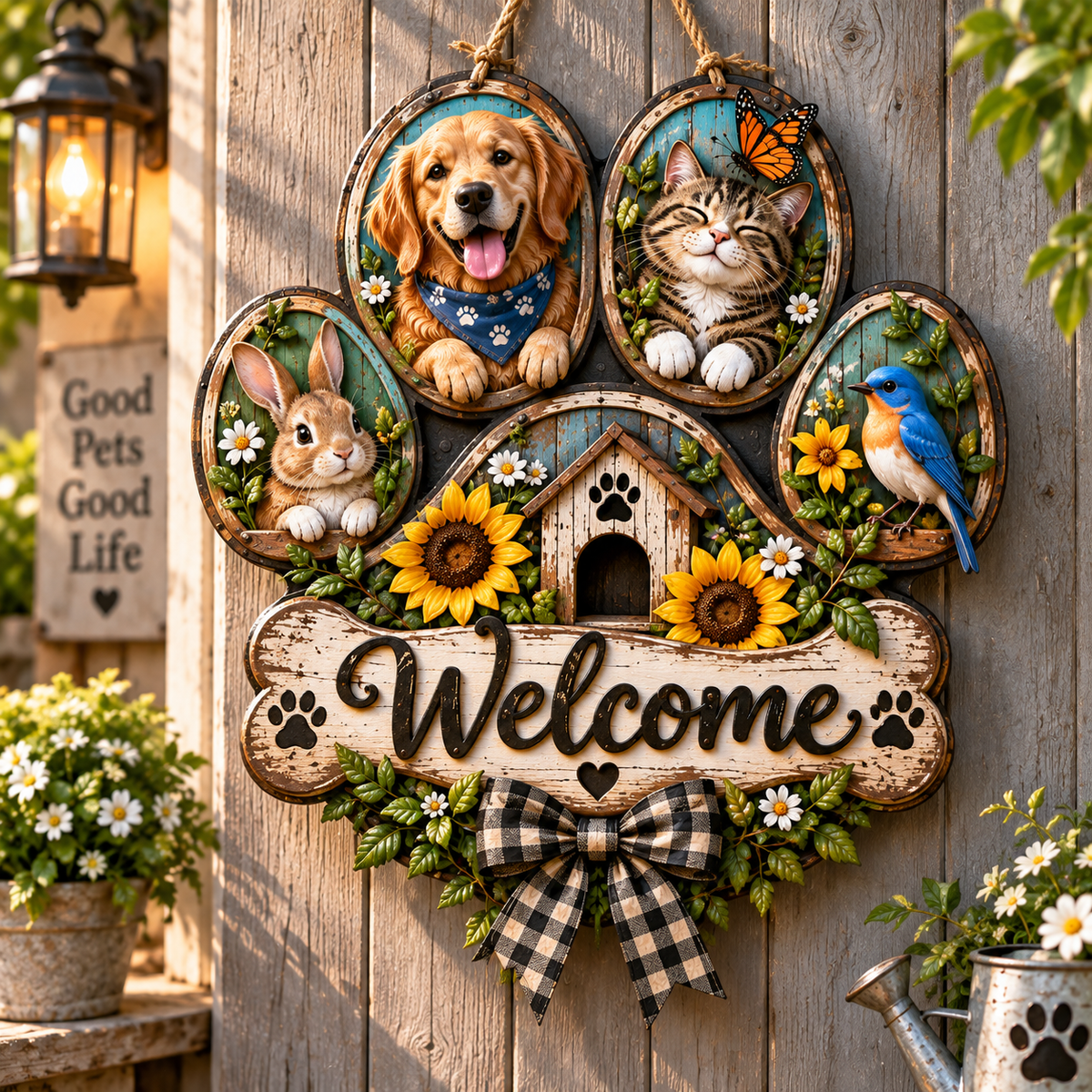 Pet Paw Welcome Door Sign