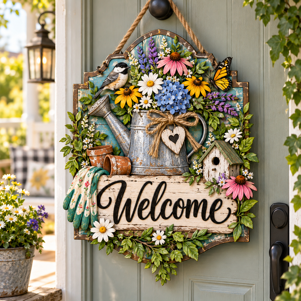 Garden Bloom Welcome Door Sign