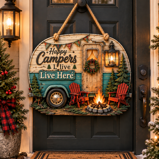 Happy Campers Rustic Camper Door Sign