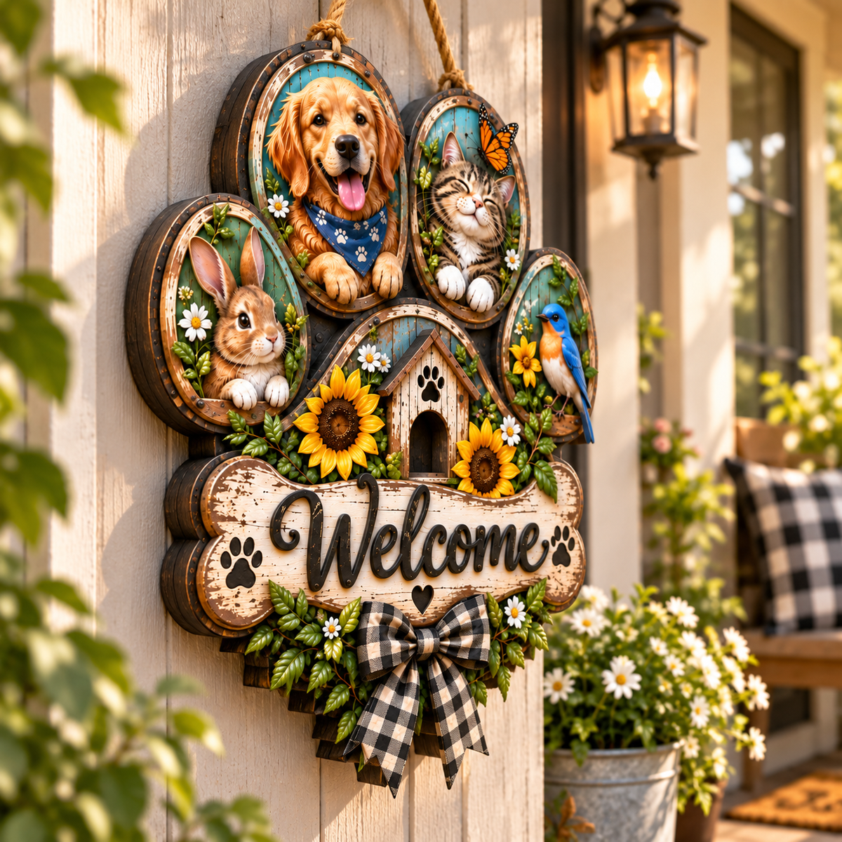 Pet Paw Welcome Door Sign