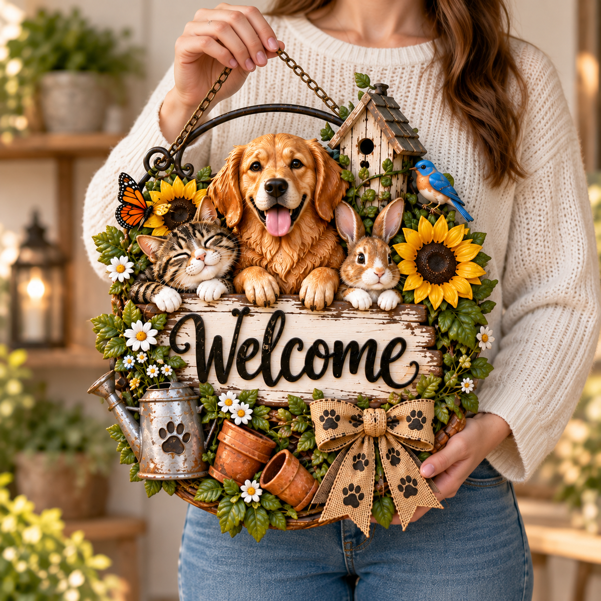 Pet Garden Welcome Door Sign