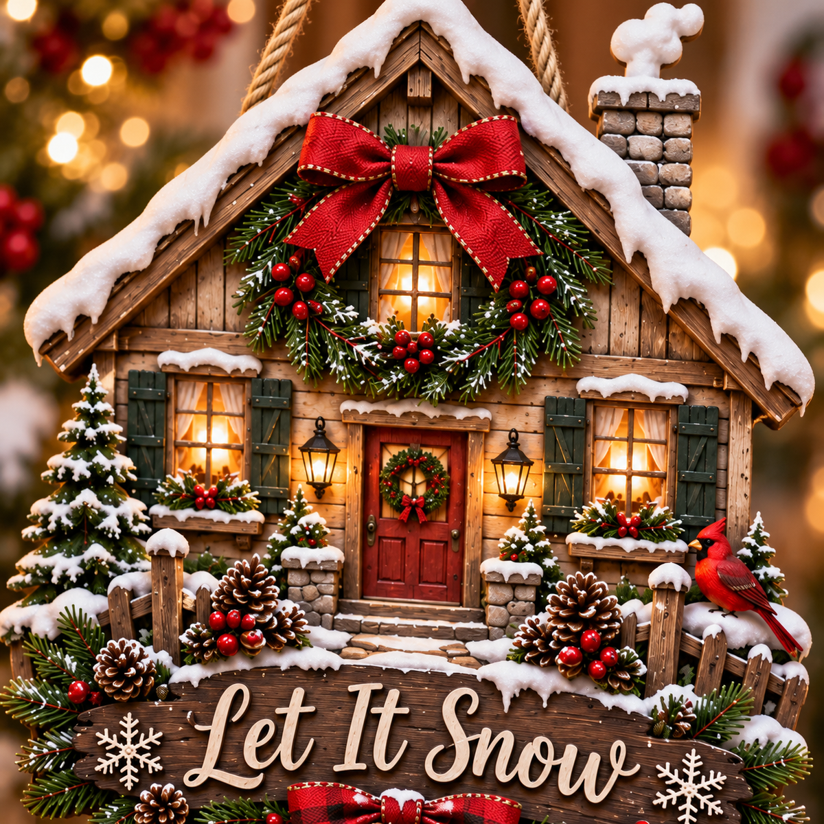 Let It Snow Cozy Cottage Door Sign