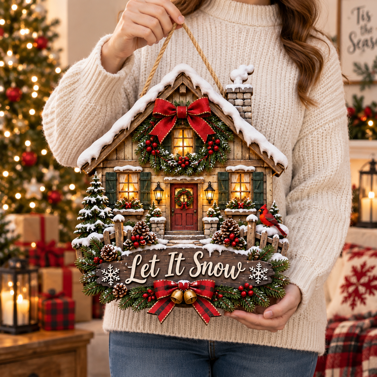 Let It Snow Cozy Cottage Door Sign