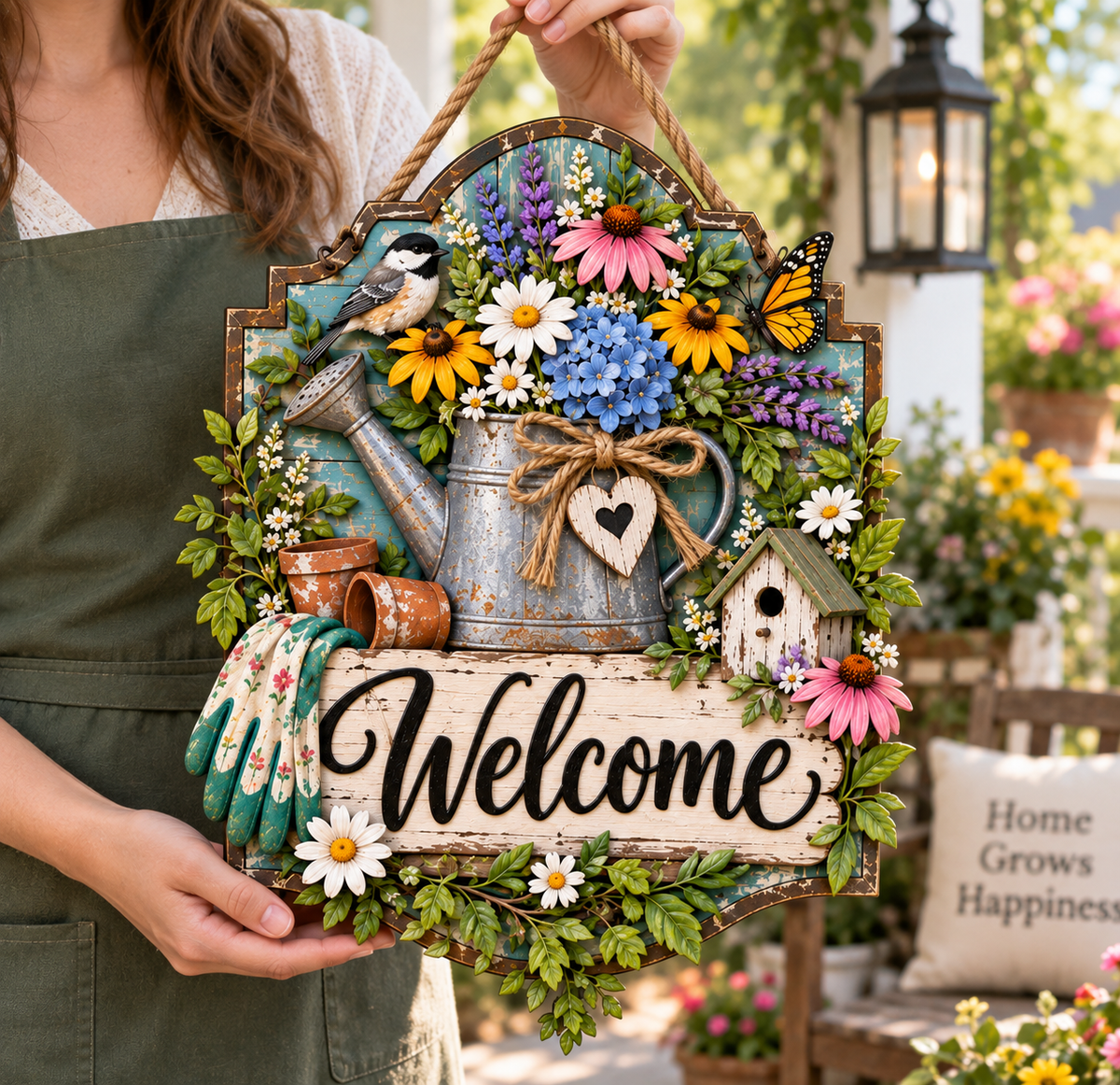 Garden Bloom Welcome Door Sign