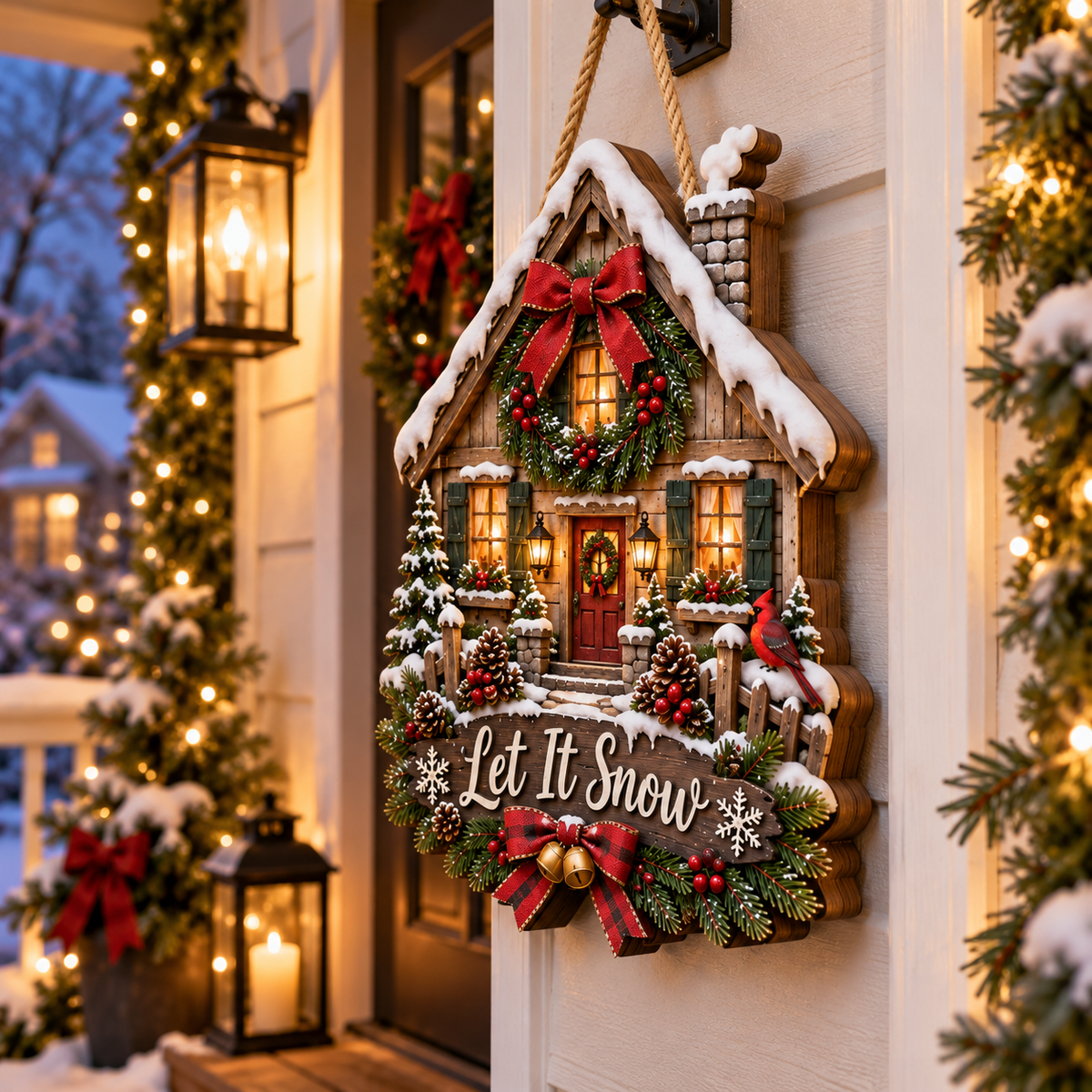 Let It Snow Cozy Cottage Door Sign