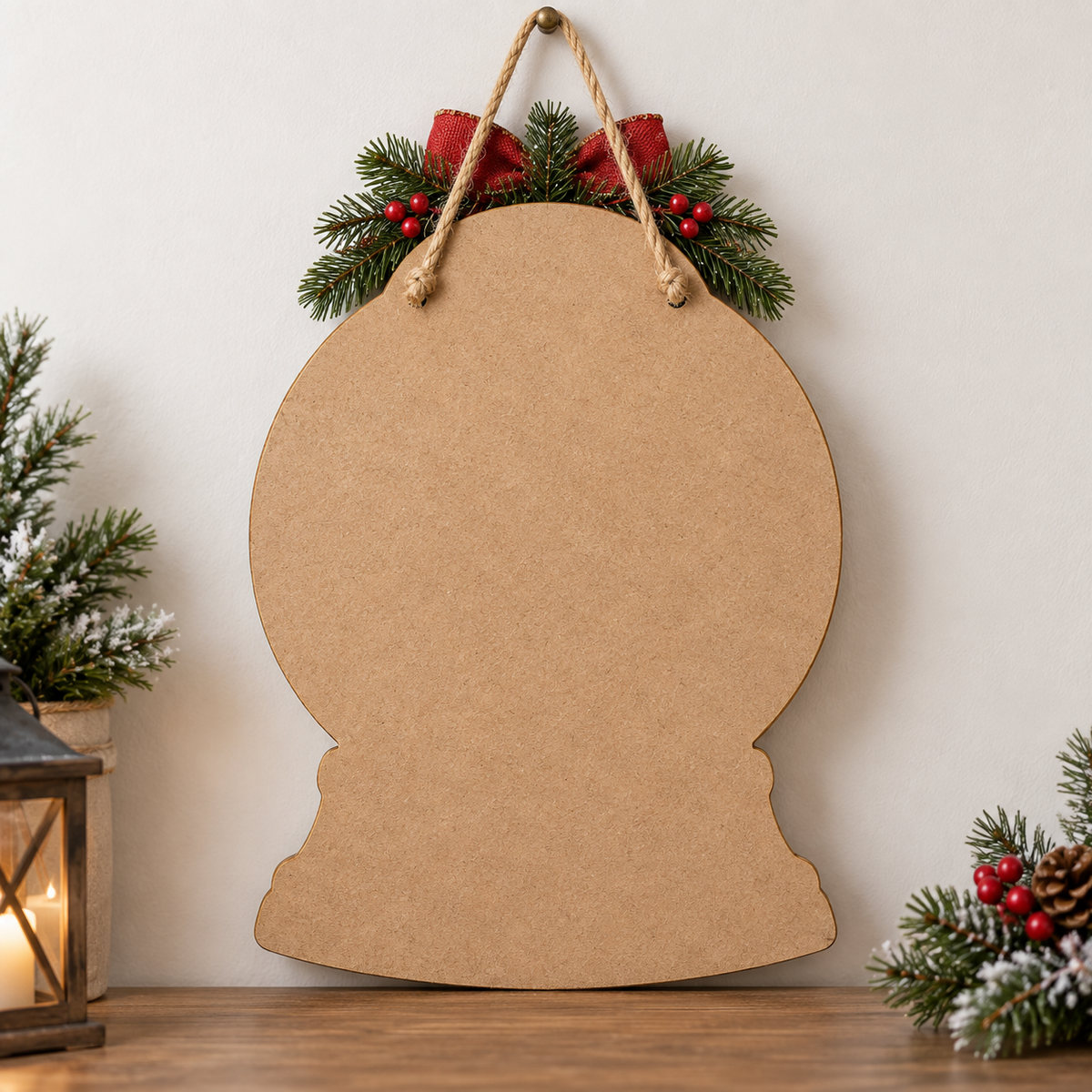 Warm Winter Wishes Snow Globe Door Sign