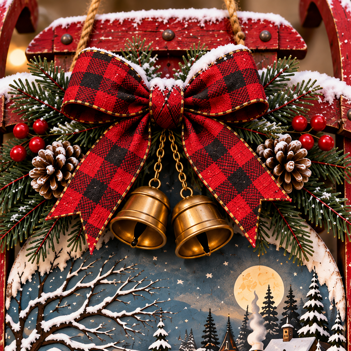 Home for the Holidays Rustic Sled Door Sign